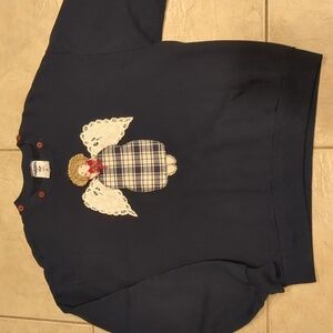 Vintage JERZEES Cottagecore Applique Angel Sweatshirt Size Large
